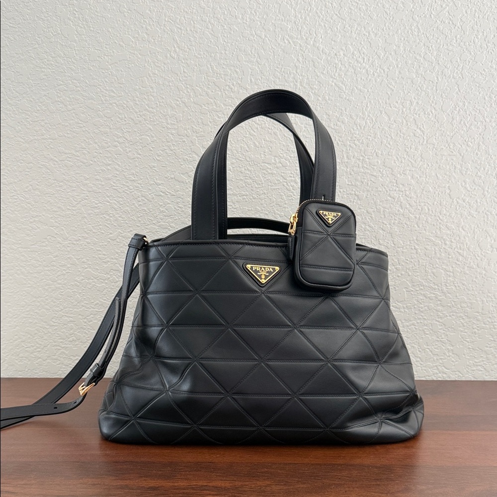 PRADA Large Quilted Tote Black Leather Bag
